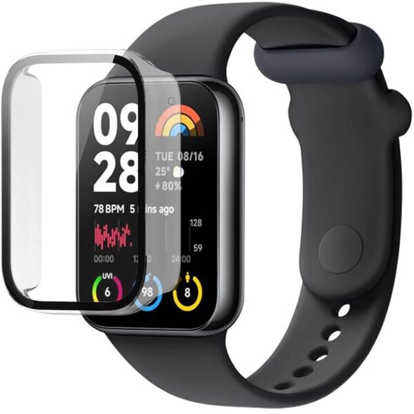 Smart Band 8 Pro 用 ケース ガラスフイルム 一体型ケース PC+ガラス素材 指紋防止 全面保護 超薄型 透明