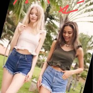 to the seaカップ付きミニワッフルフリルキャミ