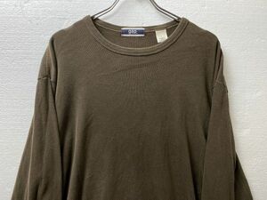 00's オールドギャップ GAP ソリッドカラー クルーネック コットン Tシャツ 長袖 (L) 茶系 ロンT 00年代 旧タグ