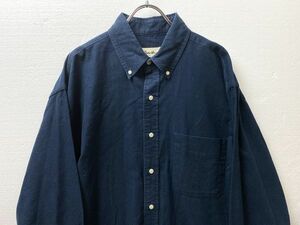 90'sエディーバウアー Eddie Bauer オックスフォード ボタンダウンシャツ 紺 (Ｍ～Ｌ位) ネイビー 90年代 旧タグ