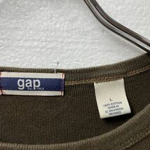 00's オールドギャップ GAP ソリッドカラー クルーネック コットン Tシャツ 長袖 (L) 茶系 ロンT 00年代 旧タグ_画像6