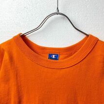 USA製 90’s チャンピオン 目無し コットン Tシャツ 半袖 (XL) 無地 オレンジ 90年代 アメリカ製 旧タグ Champion_画像6