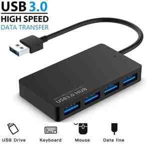 ☆彡 高速ネットワークハブ ハイスピードUSB3.0 ハブ４口 ラップトップ PC ：黒 未使用品 ☆彡 い