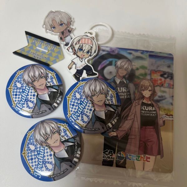 にじさんじ イブラヒム くら寿司コラボ まとめ売り アクリルスタンド 缶バッジ カード めじるしチャーム
