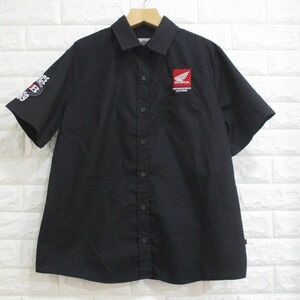 [HONDA] Honda handle tin ton beach / America * character embroidery short sleeves shirt ( black )* lady's /L size 