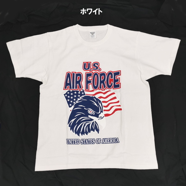 特価　HOUSTON　ホワイト　Lサイズ　U.S.AIR FORCE　アメリカンイーグル　半袖　アウトドア　アメカジ　Tシャツ　ミリタリー　20200729-7L