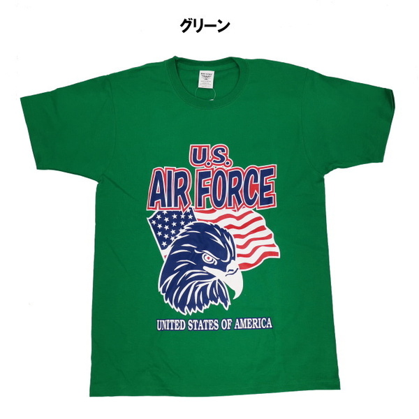 特価　HOUSTON　グリーン　Mサイズ　U.S.AIR FORCE　アメリカンイーグル　半袖　アウトドア　Tシャツ　ミリタリー　20200729-8M #21500
