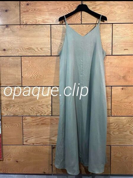 Opaque.clip サテン キャミワンピース L カーキ