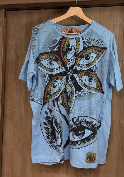 アジアン エスニック Tシャツ 半袖 水色 MIRROR とにかくかっこ良い メンズ レディース 古着