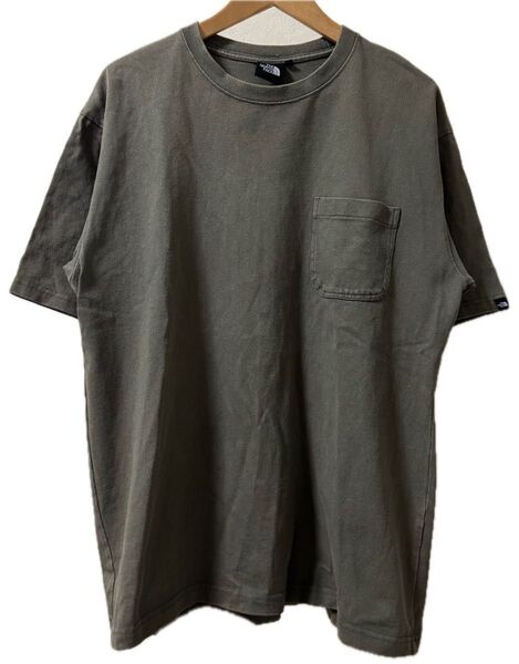 THE NORTH FACE ノースフェイス size XL 半袖 ヘビーコットン Tシャツ カーキ ポケT ポケット アウトドア