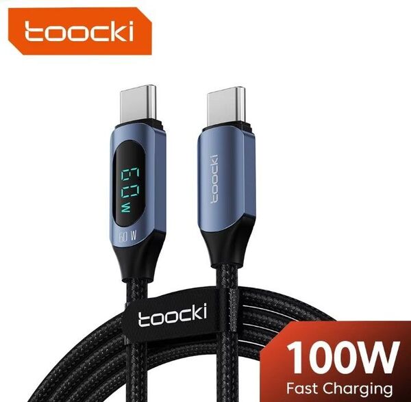 toocki 100W PD usb type c-c ケーブル 5A LEDディスプレイ 1M ブルー 2本セット