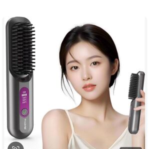 ヒートブラシ コードレス マイナスイオン ストレートブラシ ブラシ型ヘアアイロン Type-C充電式 ブラシアイロン