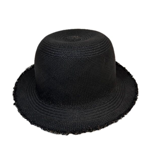 【美品】日本製 CA4LA HOLIDAY オシャレ!ストローハット 軽量ブラック レディース 麦わら帽子 ハット