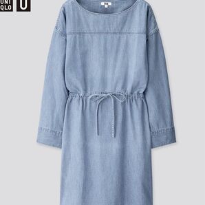 【新品】ユニクロ UNIQLO デニムドローストリングワンピース 【L 】ブルー レディース ゆったり デザイン