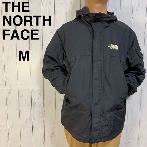 ノースフェイス マウンテンパーカー 黒 メンズ M 肩ポケット 刺繍ロゴ THE NORTH FACE ブラック ジャケット