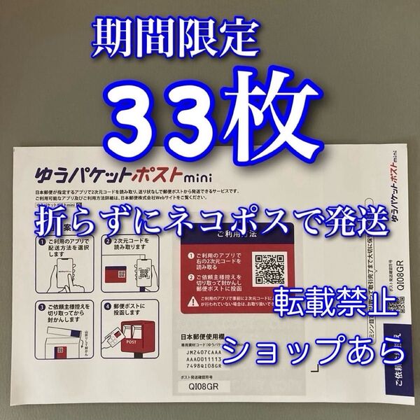 ゆうパケットポストmini 封筒 33枚 とおりがみ