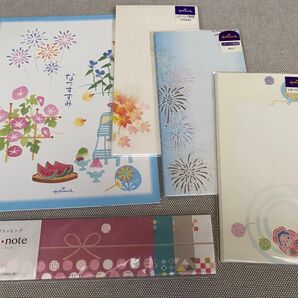 Hallmark 和風レターセット 封筒便箋のしノート5点セット 夏秋花火金魚柄