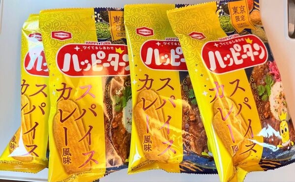 【東京限定】亀田製菓 ハッピーターン スパイスカレー風味 34g×4袋