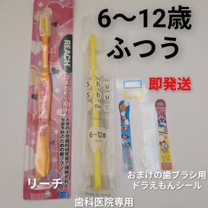 【子ども用】歯ブラシ★6〜12歳★ふつう ドラえもんシール 歯科医院専用 シュシュキッズ リーチ 2本 小学生 幼児