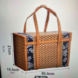 多目的、竹編風バッグ