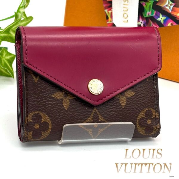 ルイヴィトン モノグラム ポルトフォイユ ゾエ 三つ折り財布 フューシャ ミニウォレット LOUIS VUITTON