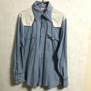 即決　アメリカ製　70s リーバイス levis USA製 シャンブレーシャツ コットン　10ウエスタンシャツ 長袖シャツ ビンテージ OLD