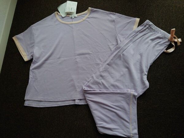 新品 授乳がしやすいリブルームウェア 産前産後 マタニティ М ラベンダー 上下セット パジャマ 部屋着
