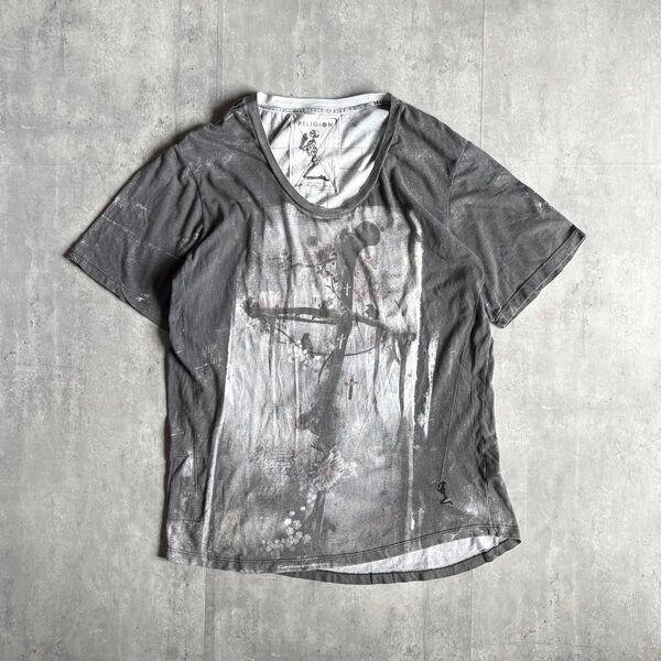 【00s RELIGION】Tシャツ スカル archive 十字架 y2k お兄系 パンク 古着