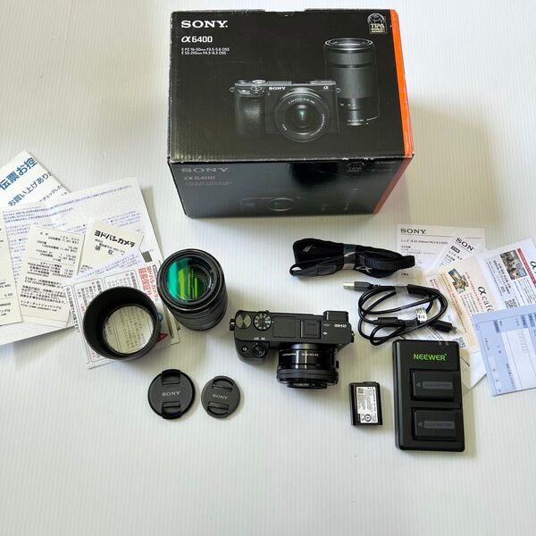 美品 SONYα6400 ダブルズームレンズキット ILCE-6400Y/B (ブラック)