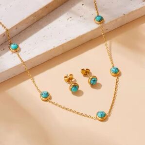 【人気】3セット幸運結びゴールドネックレスピアス ブレスレット ステンレス