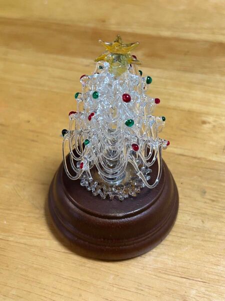 【ジャンク】ガラス製クリスマスツリー 破損あり 動作未確認