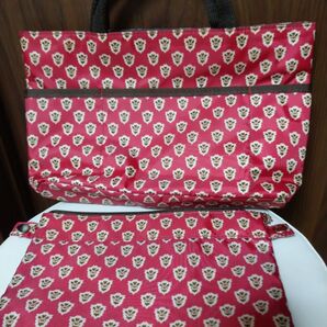 バッグinバッグ レッド 内側のポーチはスナップ留めで簡単に取り外し可