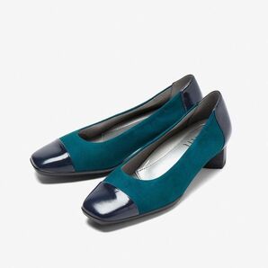 fitfit スクエアトゥヒールニーカーローヒールバイカラーⅡ 23.5cm