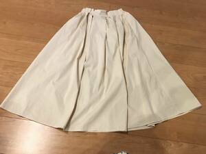  Lowrys Farm LOWRYSFARM simple beautiful style tuck entering cotton on goods long flair skirt F beige 