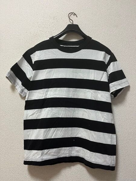 無印良品 muji labo ムジラボ ボーダーカットソー /M ブラック×ホワイト 黒×白 半袖Tシャツ ビッグ オーバーサイズ