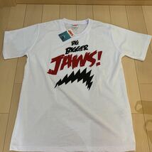 送料無料　未使用　映画 JAWS ジョーズ Tシャツ　Lサイズ　メンズ　ポリエステル　ジョーズ　文字_画像1