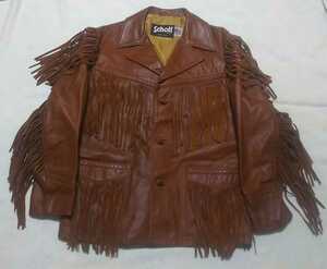 MADE IN USA SCHOTT Schott fringe leather jacket Brown 42 number Western 