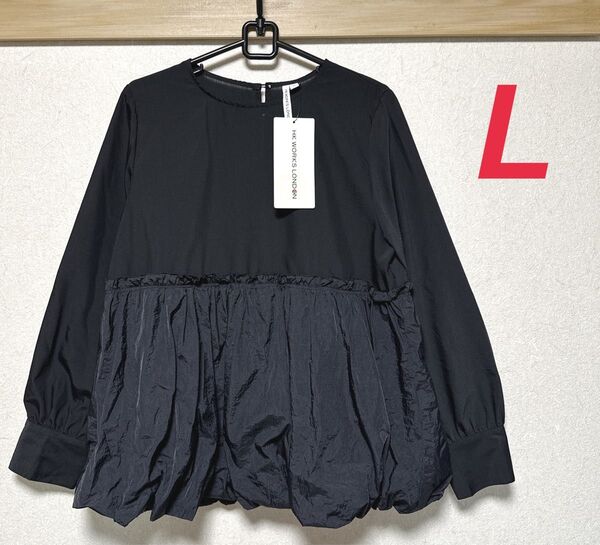 新品 しまむら hk works london 異素材バルーンブラウス L
