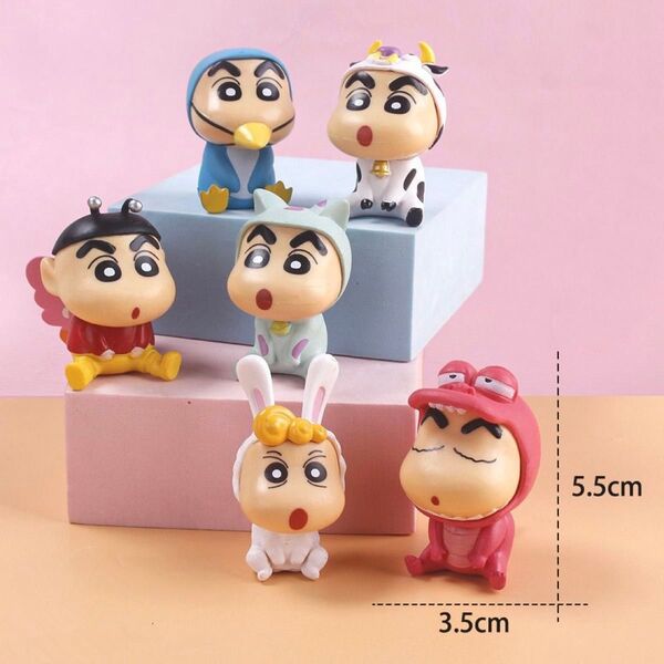 しんちゃん クレヨンしんちゃん フィギュア マスコット かわいい コレクション ミニチュア 約5cm 6体セット