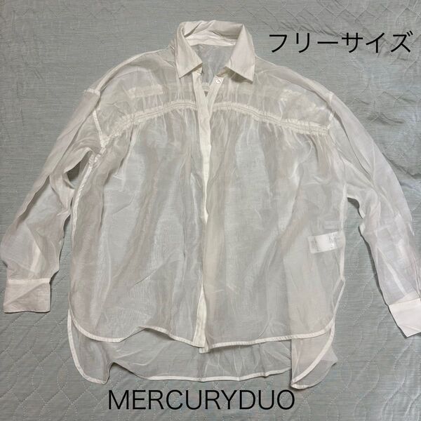MERCURYDUO シアーシャツ ブラウス トップス 長袖 フリーサイズ ホワイト