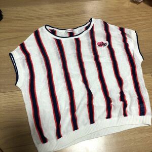 [ALGYaruji-].. feeling exist French sleeve summer knitted stripe 120 with translation 