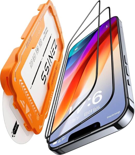 iphone 14/13/13pro 用 ガラスフィルム 【米軍規格航空材料&革新的ガイド枠】2枚セット硬度10H 全面保護