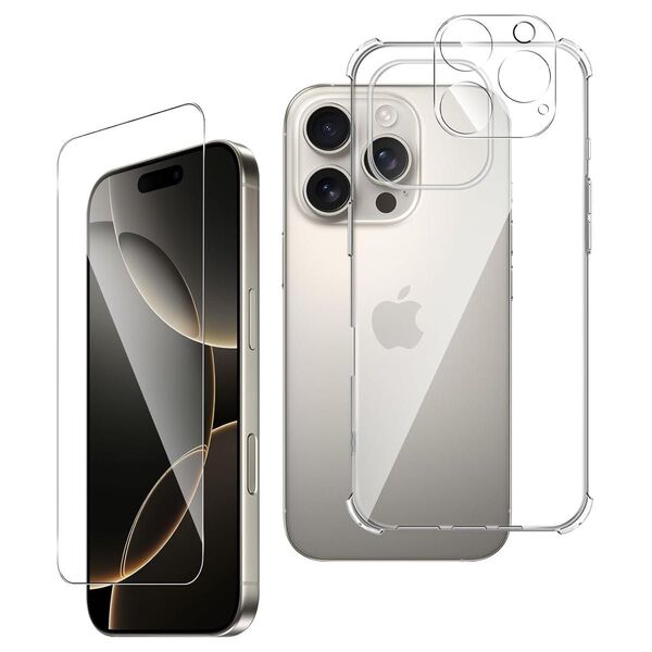 iphone 16 pro ケース クリア(1個)ガラスフィルム(1枚)カメラフィルム(1枚)クリア