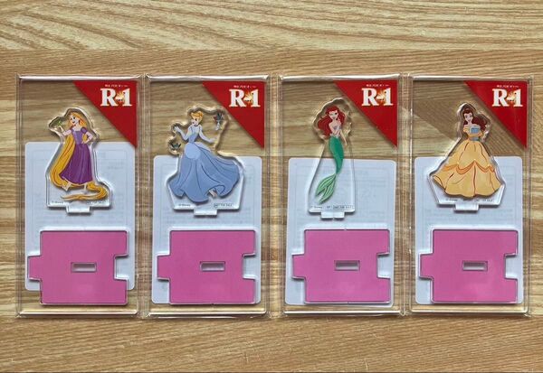 明治 meiji R-1 ディズニー アクリルスタンド プリンセス シンデレラ、ベル、アリエル、ラプンツェル 4個組
