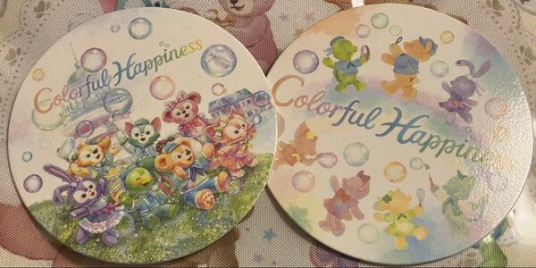 ★未使用 2枚セット コースター スーベニア ダッフィー&フレンズ 20周年 20th カラフルハピネス ディズニーシー TDR