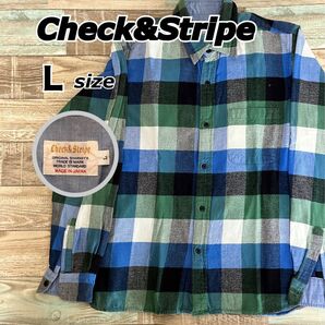 【made in JAPAN】Check&Stripe チェック柄長袖シャツ Lサイズ マルチカラー 日本製