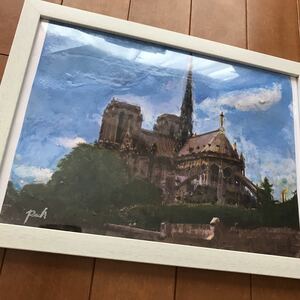 Art hand Auction 絵画 原画 手書き インテリア 一点物 シテ島の母 教会 ま, 絵画, 水彩, その他