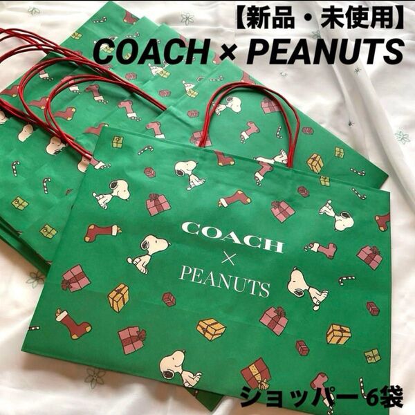 【新品・未使用】COACH × PEANUTS スヌーピー ショッパー 6袋 ショッパー コーチ スヌーピー 紙袋 バッグ