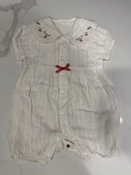 ロンパース カバーオール 半袖 赤ちゃん本舗 80 いちご 襟付き ベビー服 女の子
