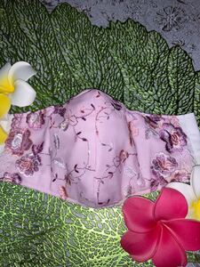 ハンドメイド手作り立体インナー刺繍レース【接触冷感メッシュ布】